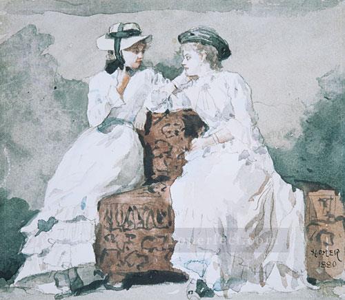 二人の女性リアリズム画家ウィンスロー・ホーマー油絵